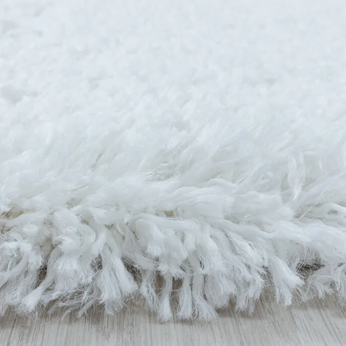 Hochflor Teppich Rund - Fuzzy Weiß