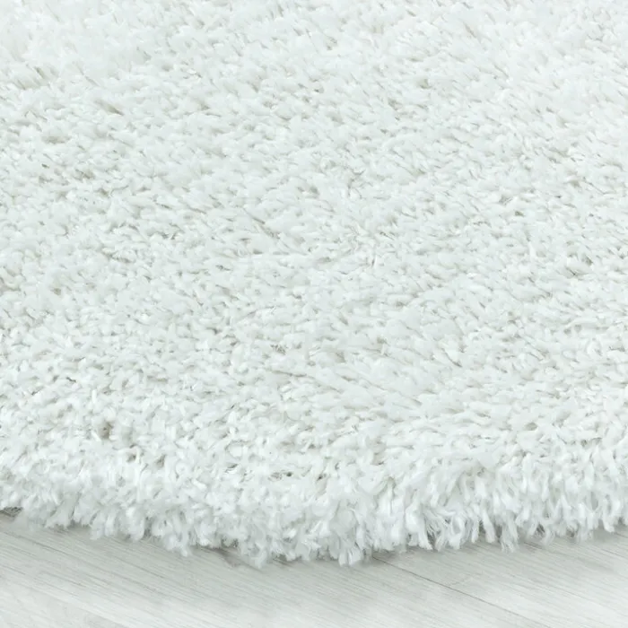 Hochflor Teppich Rund - Fuzzy Weiß