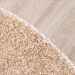 Hochflor Teppich Rund - Glazy Beige Creme