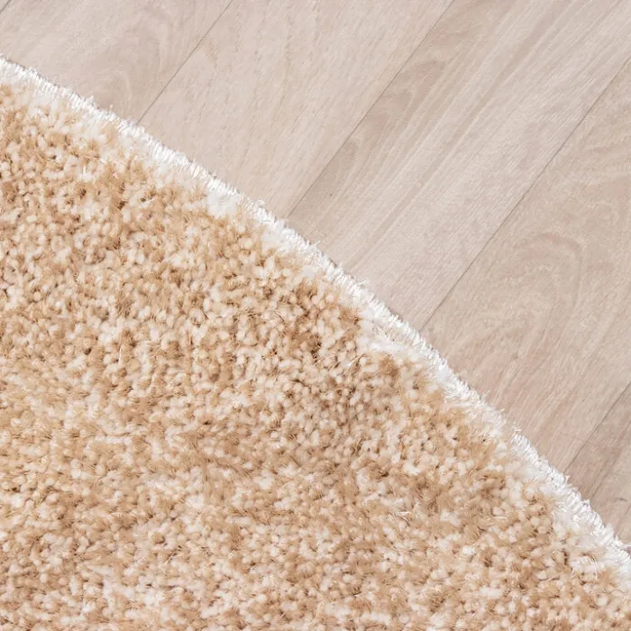 Hochflor Teppich Rund - Glazy Beige Creme