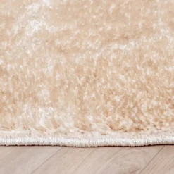 Hochflor Teppich Rund - Glazy Beige Creme