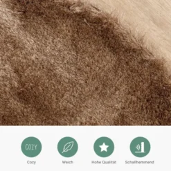 Hochflor Teppich Rund - Glorious Taupe