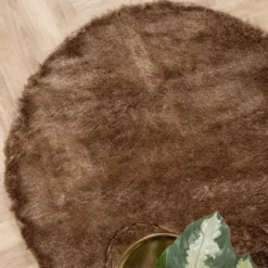 Hochflor Teppich Rund - Glorious Taupe