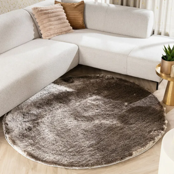 Hochflor Teppich Rund - Glorious Silber Grau