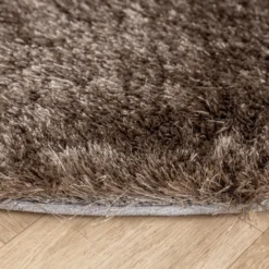 Hochflor Teppich Rund - Glorious Silber Grau
