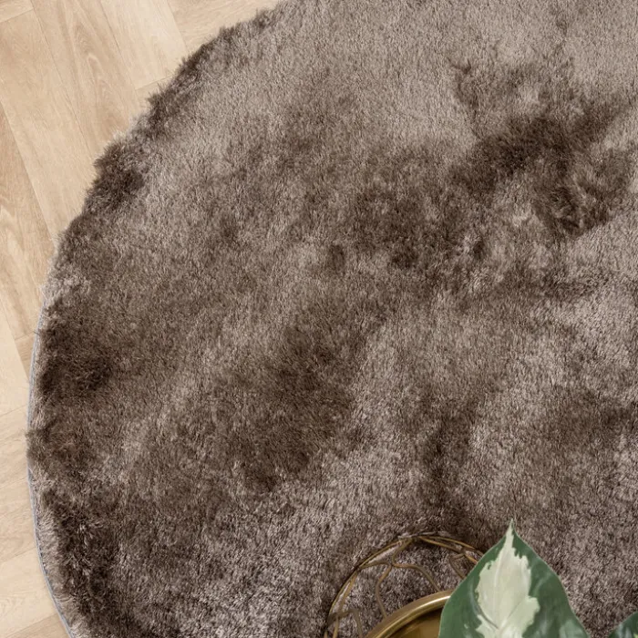 Hochflor Teppich Rund - Glorious Silber Grau