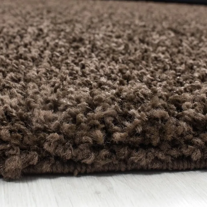 Hochflor Teppich Rund - Life Braun