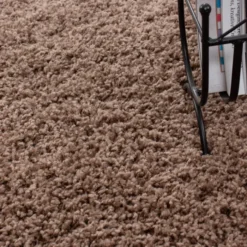 Hochflor Teppich Rund - Life Hellbraun