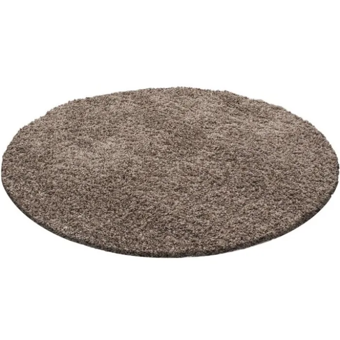Hochflor Teppich Rund - Life Hellbraun
