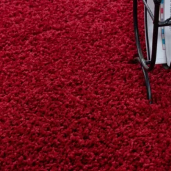 Hochflor Teppich Rund - Life Rot