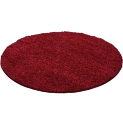 Hochflor Teppich Rund - Life Rot