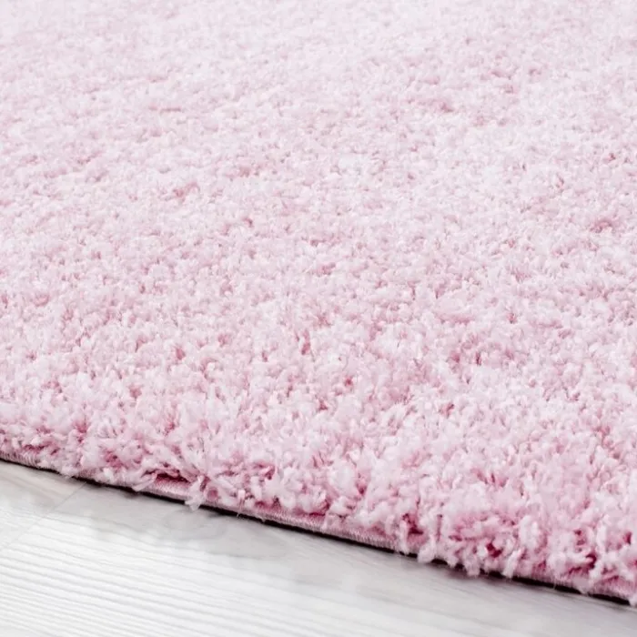 Hochflor Teppich Rund - Life Rosa