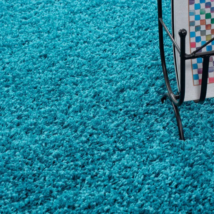 Hochflor Teppich Rund - Life Türkis