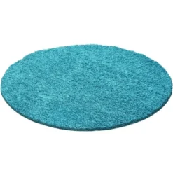 Hochflor Teppich Rund - Life Türkis