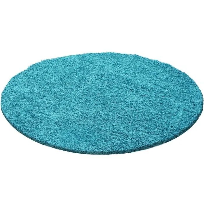 Hochflor Teppich Rund - Life Türkis