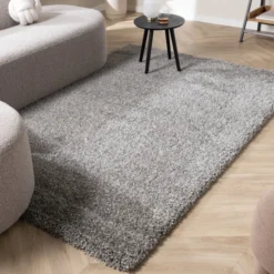 Hochflor Wohnzimmer Teppich - Yves Grau