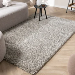 Hochflor Wohnzimmer Teppich - Yves Hellgrau