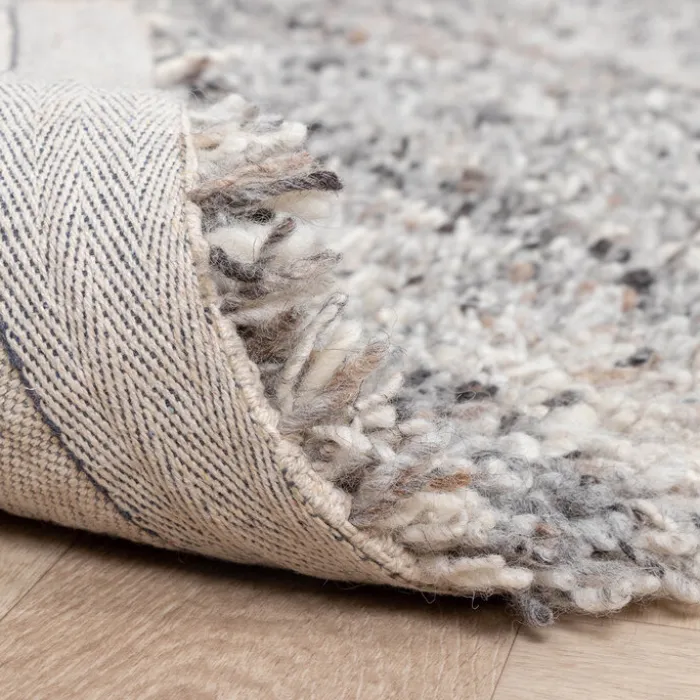 Hochflor Wollteppich - Royal Hellgrau Meliert