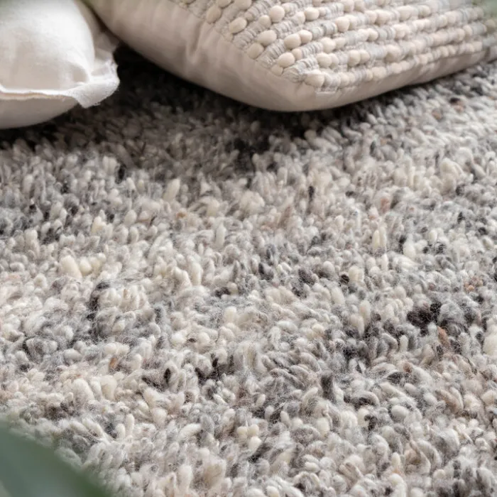 Hochflor Wollteppich - Royal Hellgrau Meliert