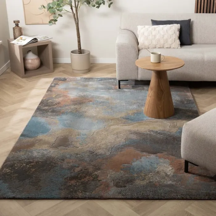 Industrielle Teppiche - Raphael Blau Terrakotta