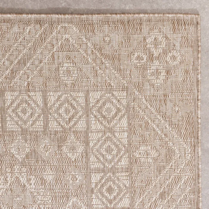 In- & Outdoor Jute Teppich - Atlas Aztec Braun Creme