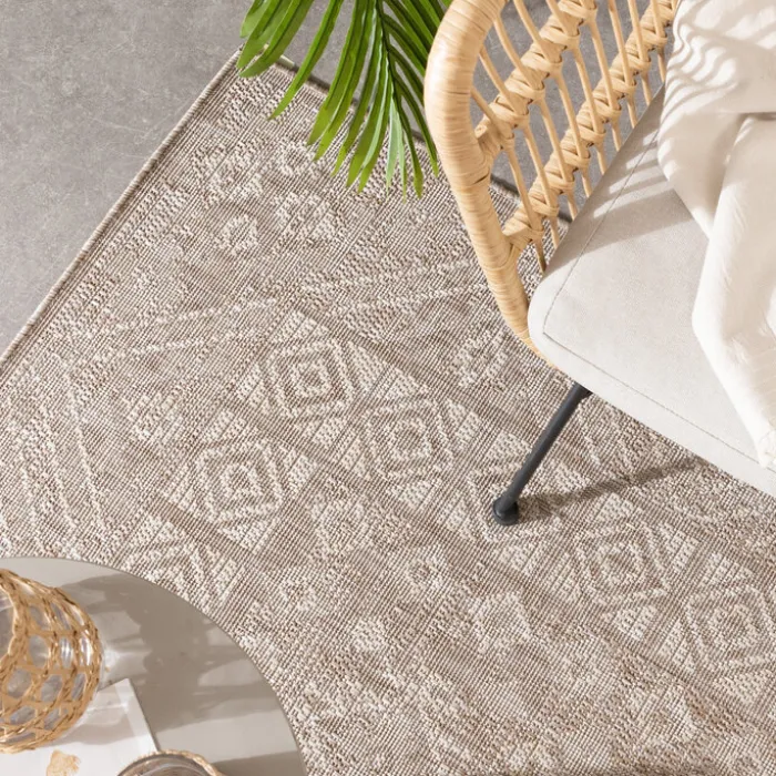 In- & Outdoor Jute Teppich - Atlas Aztec Braun Creme