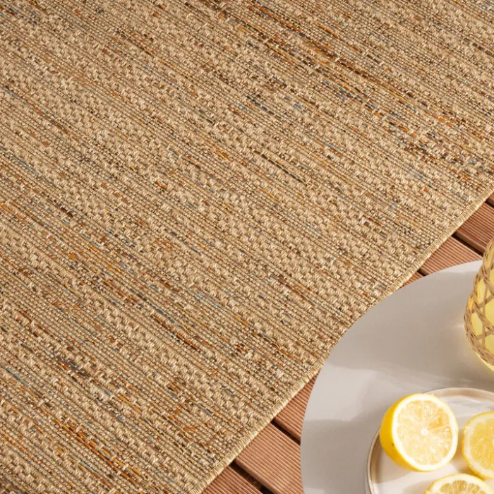 In- & Outdoor Jute Teppich - Daisy Lines Bunt