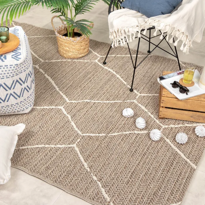 In- & Outdoor Jute Teppich - Fora Lines Natural