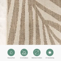 In- & Outdoor Jute Teppich - Nomad Leaves Creme