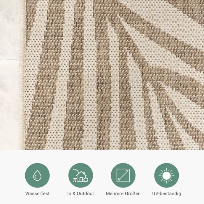 In- & Outdoor Jute Teppich - Nomad Leaves Creme