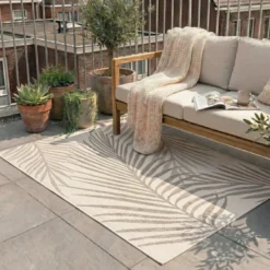 In- & Outdoor Jute Teppich - Nomad Leaves Creme