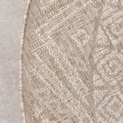 In- & Outdoor Jute Teppich Rund - Atlas Aztec Braun Creme