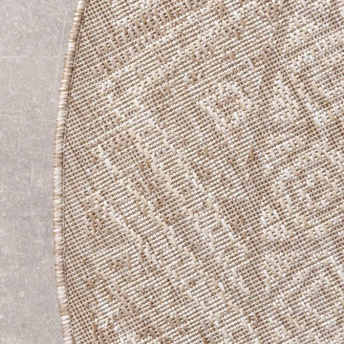 In- & Outdoor Jute Teppich Rund - Atlas Aztec Braun Creme