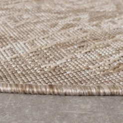 In- & Outdoor Jute Teppich Rund - Atlas Aztec Braun Creme