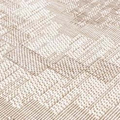 In- & Outdoor Jute Teppich Rund - Atlas Diamond Braun Creme