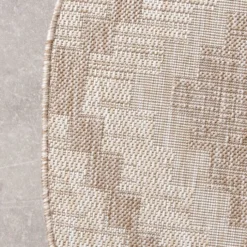 In- & Outdoor Jute Teppich Rund - Atlas Diamond Braun Creme