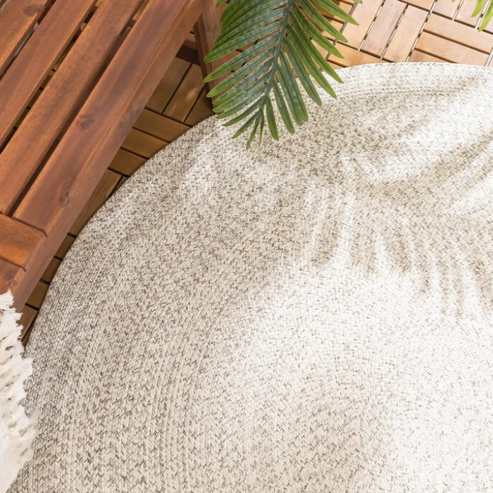 In- & Outdoor Jute Teppich Rund - Bali Weiß