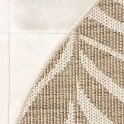 In- & Outdoor Jute Teppich Rund - Nomad Leaves Creme