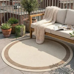 In- & Outdoor Jute Teppich Rund - Nomad Edge Creme
