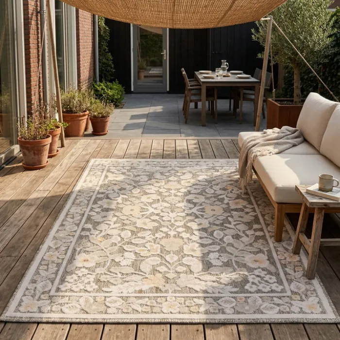 In - & Outdoorteppich - Bloom Oriental Taupe