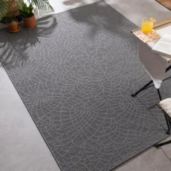 In- & Outdoor Teppich - Dunes Mandala Grau