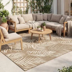 In-& Outdoor Teppich - Malta Leaves Natur