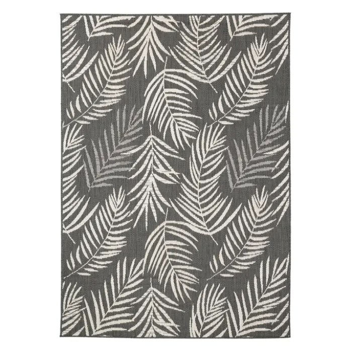 In-& Outdoor Teppich - Malta Leaves Schwarz