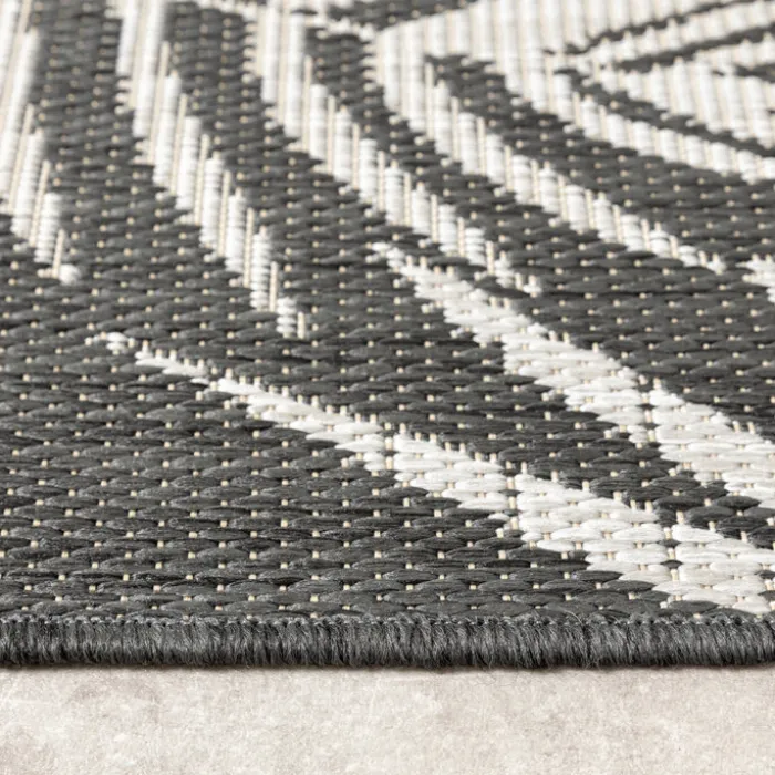In-& Outdoor Teppich - Malta Leaves Schwarz