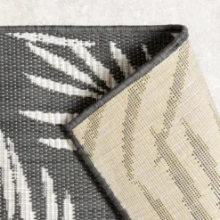 In-& Outdoor Teppich - Malta Leaves Schwarz