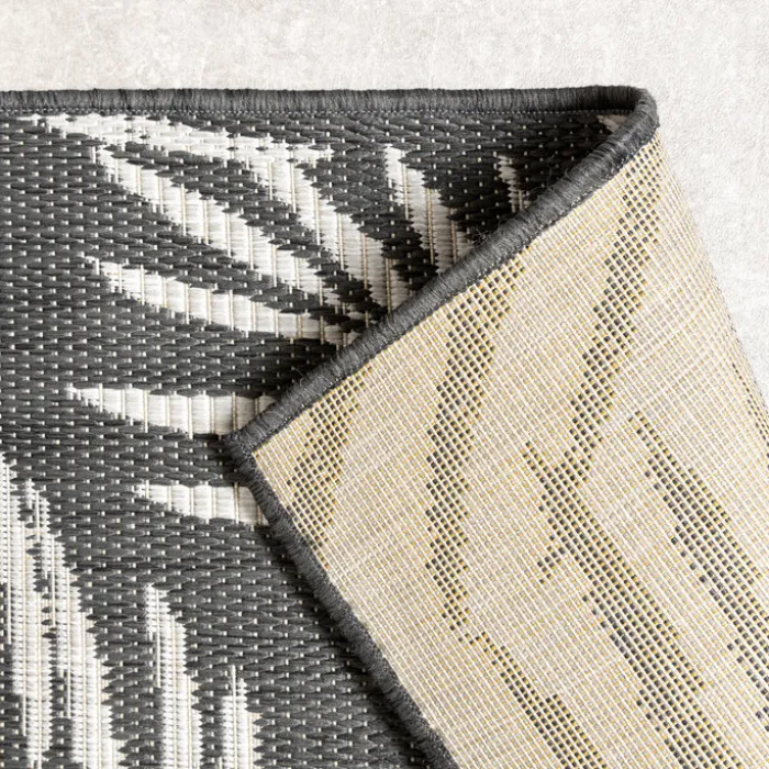 In-& Outdoor Teppich - Malta Leaves Schwarz