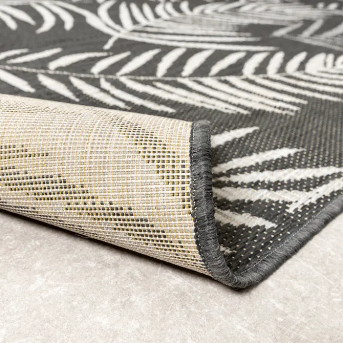 In-& Outdoor Teppich - Malta Leaves Schwarz