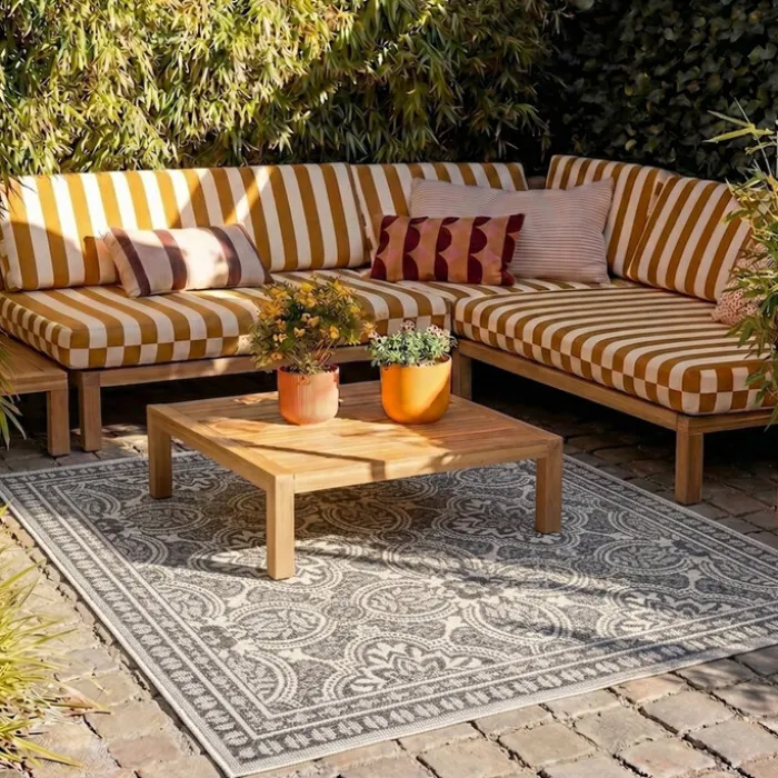 In- & Outdoor Teppich Quadrat - Summer Oriental Grau