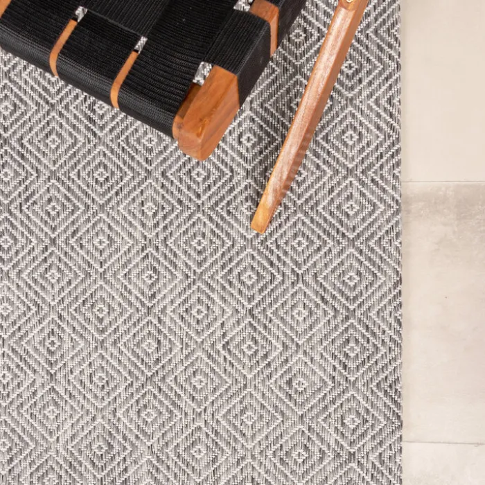 In- & Outdoor Teppich Quadrat - Summer Tile Hellgrau