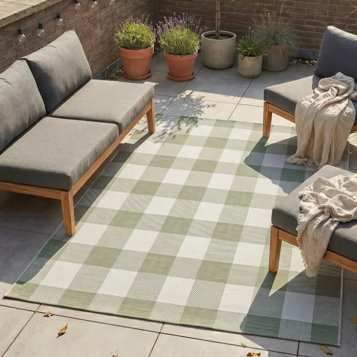 In- & Outdoor Teppich - Ranch Checkerboard Grün